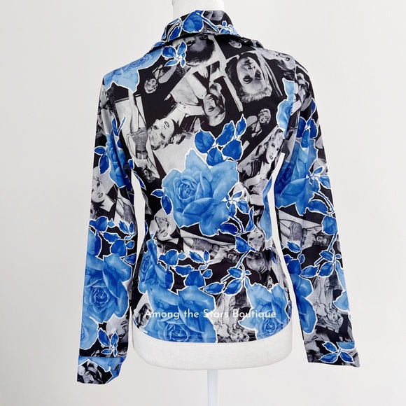 Super Rare 90s Vintage Retro Print Button Down ASO Phoebe Buffay in Friends - Picture 10 of 11